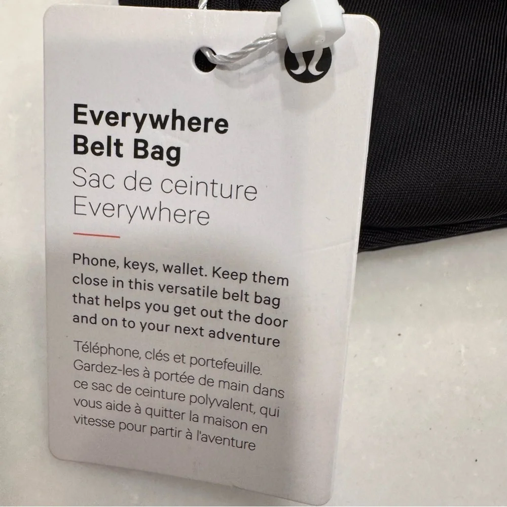 NEW LULULEMON Everywhere Belt Bag Black NWT Black & White Adjustable Strap